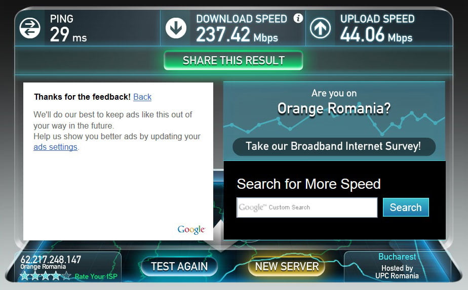 Orange 4G Plus speed test
